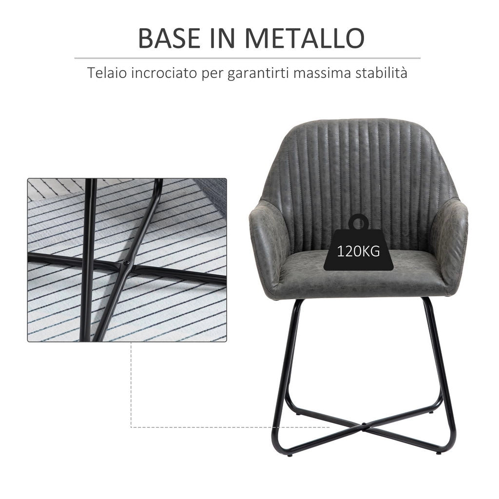 SET 2 SEDIE IMBOTTITE MODERNE DA CUCINA O SOGGIORNO 60X56.5X85CM GRIGIO CHIARO