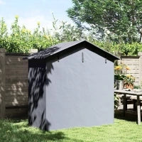 Capanno da Giardino 1.1x2 m con Porta Avvolgibile, Tenda Garage per Bici e Moto, Grigio Scuro