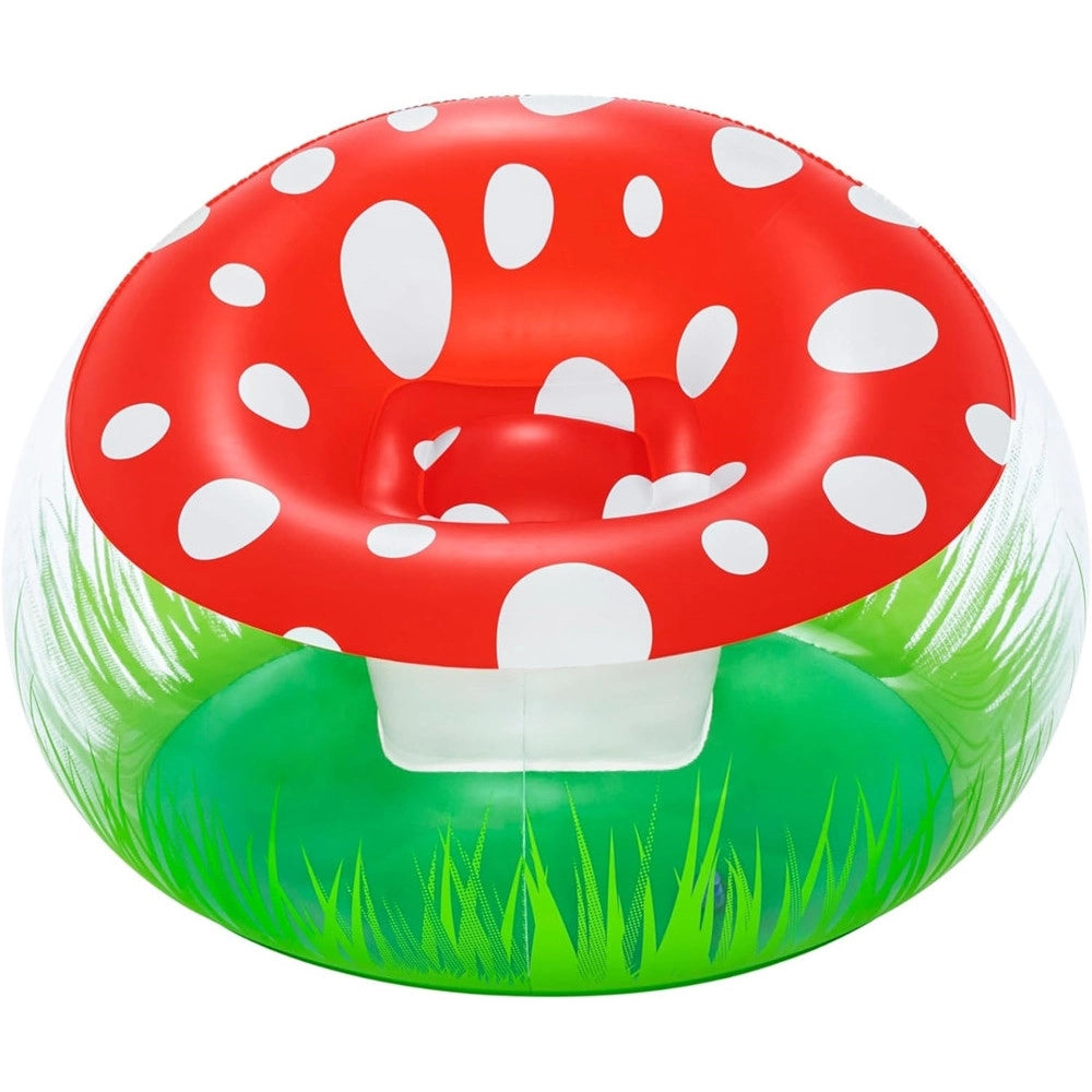 Trade Shop - Poltrona Gonfiabile Per Bambini Mighty Mushroom Design Fungo Con Erba 112x112x66cm 75123 -