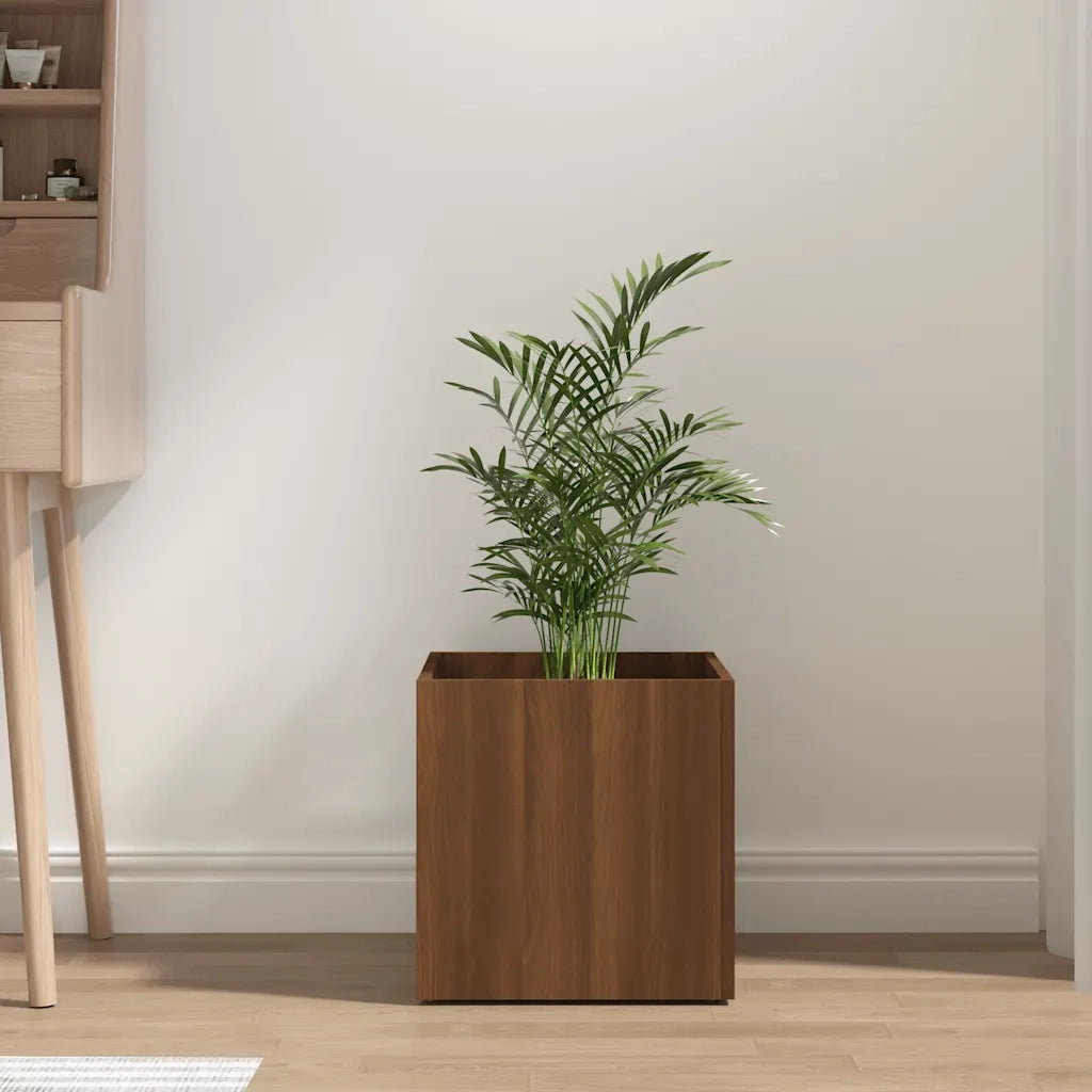 Fioriera Rovere-Vaso-Contenitore per Piante Marrone 40x40x40 cm in Legno Multistrato