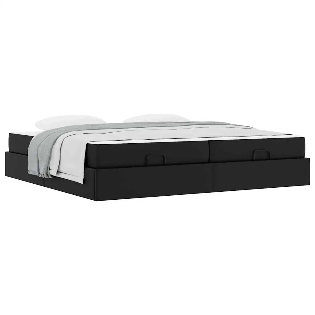 vidaXL Struttura letto con materasso Nero 200 x 200 cm Pelle sintetica