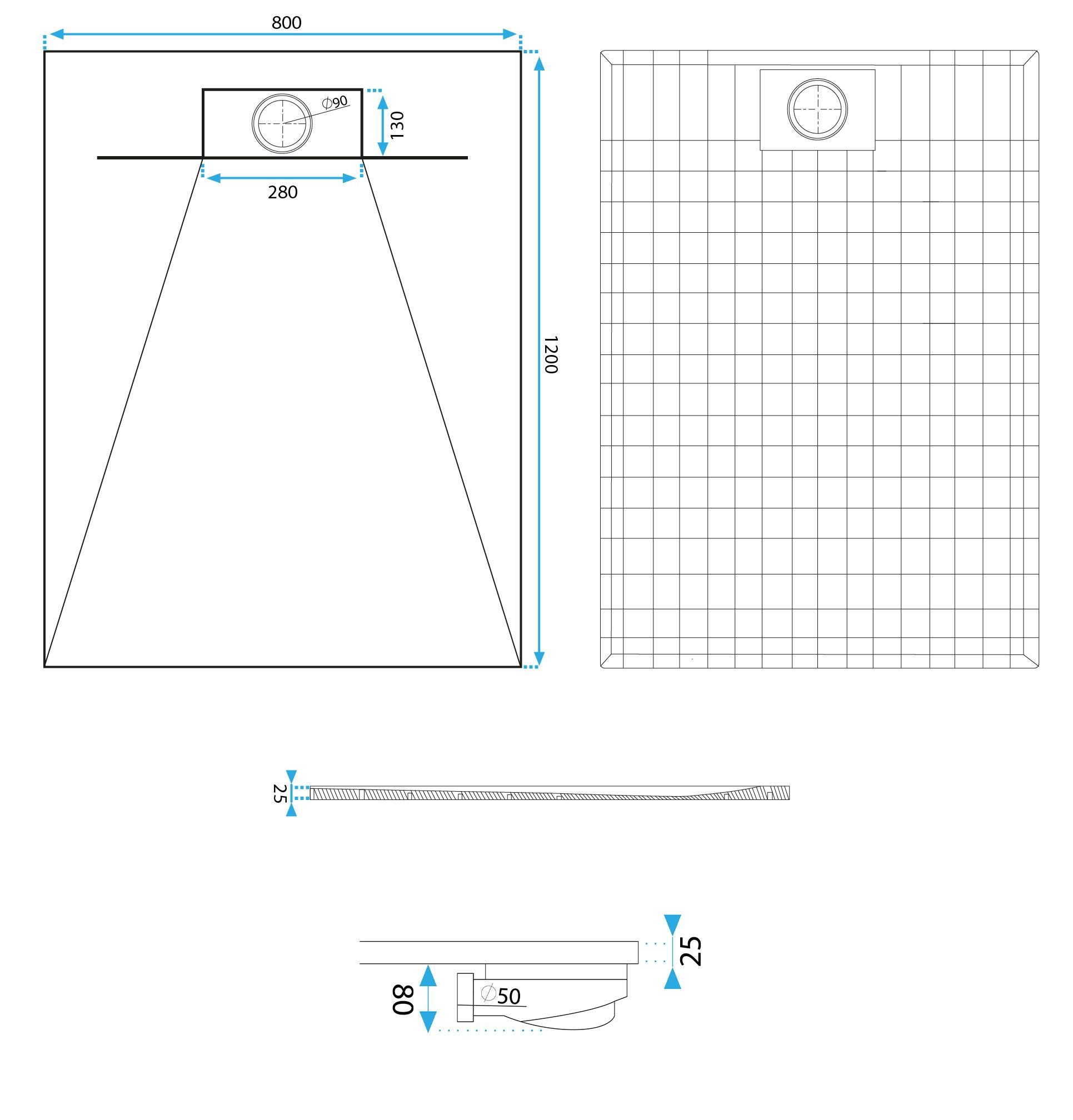 Piatto Doccia Bazalt White 80x120