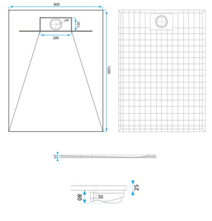 Piatto Doccia Bazalt White 80x120