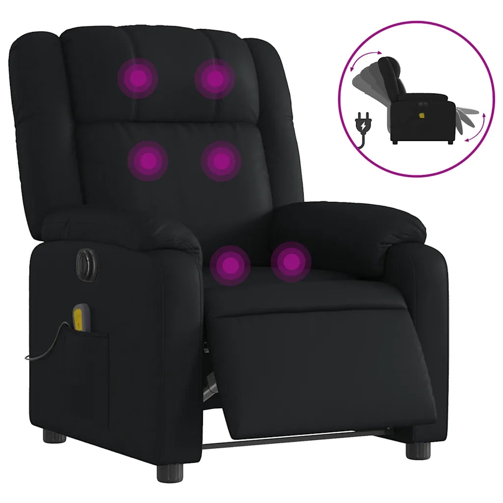 Poltrona Massaggiante Reclinabile Elettrica Nera in Similpelle 3205143