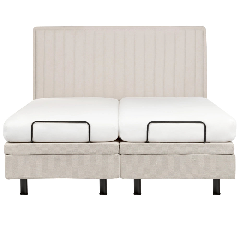 Letto Tessuto Beige chiaro Elettrico Regolabile con Telecomando 160 x 200 cm