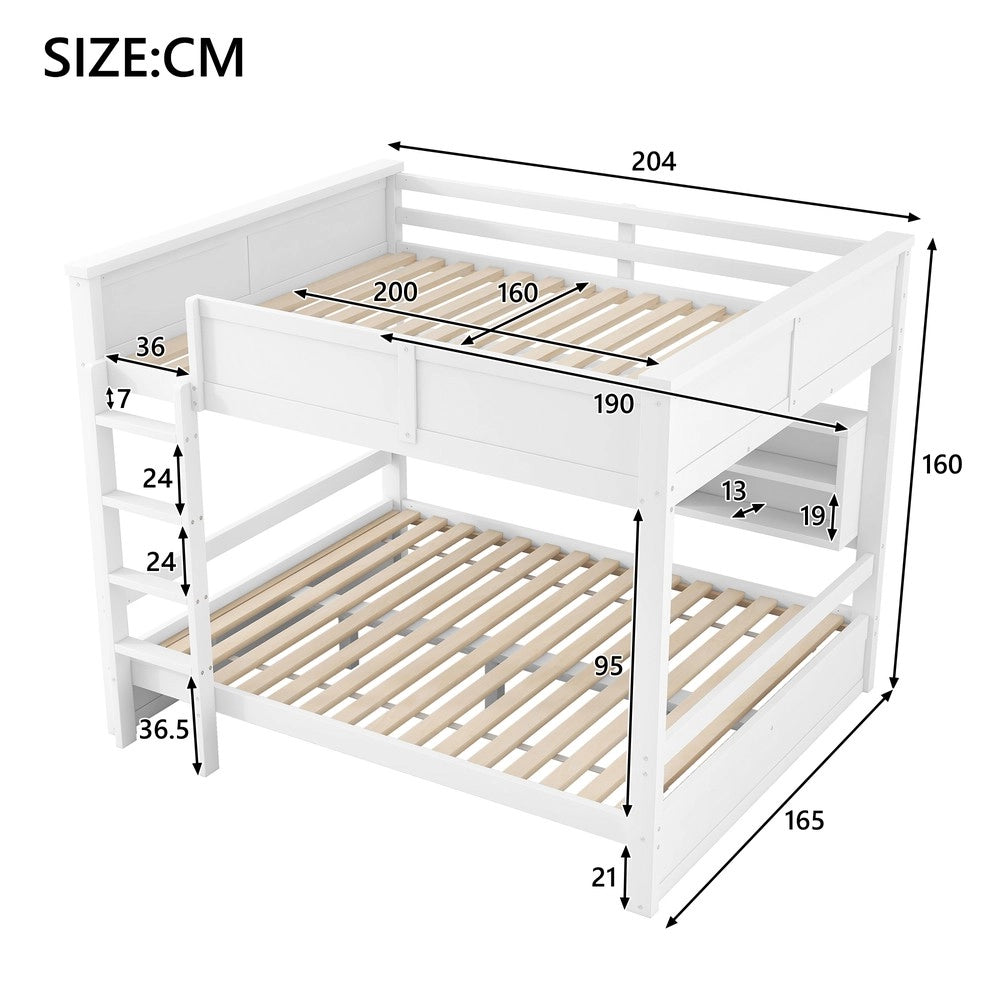 Letto a Castello 160x200 con Armadietti Contenitore e Luce LED ¨C MINIMAL ¨C Bianco