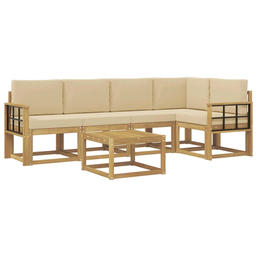 Set di divani da esterno con cuscino 6 pcs Bianco e Beige