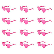 12 pezzi di Occhiali da Sole per Donna a forma di cuore senza bordo - Lenti trasparenti in pastello