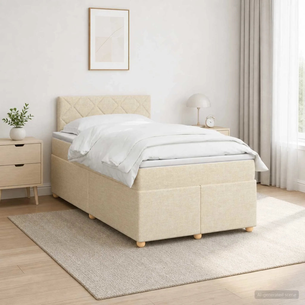 Letto box spring con materasso Crema 120 x 200 cm Tessuto 3452406