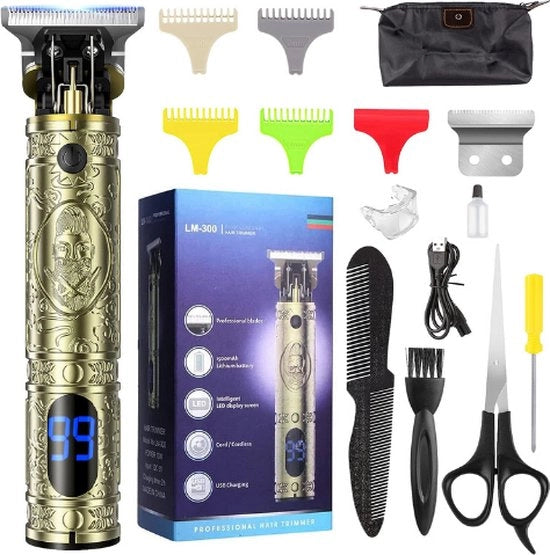 Tondeuse per uomo - Trimmer per capelli e barba - Trimmer senza fili - Adatto per capelli e barba - Trimmer senza fili - Rasatrice - Incluso 4 accessori intercambiabili