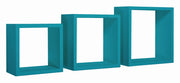 Set 3 Mensole da Parete Cubo in Fibra di Legno Incubo Blu Atollo