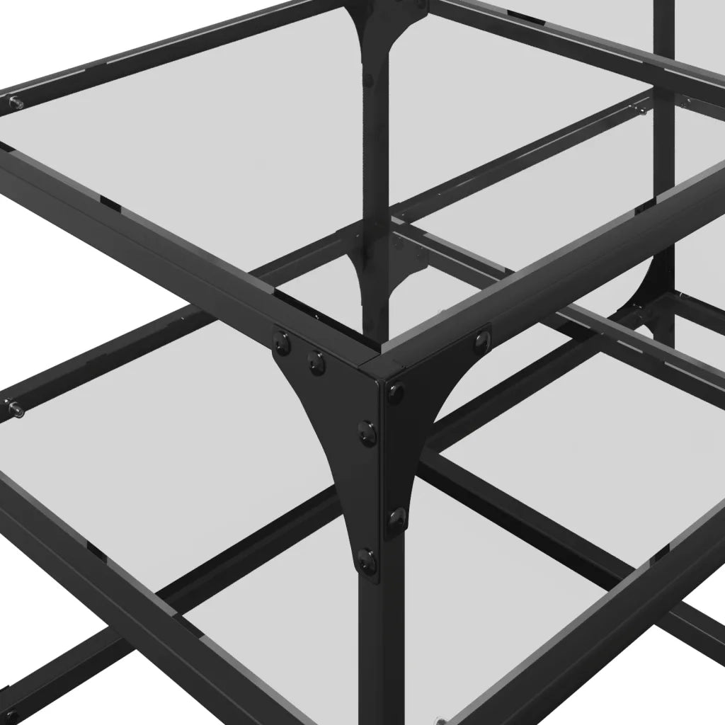 2 pz Tavolini da salotto | Tavolino da caff¨¨ | Tavolino da Soggiorno con Piano Vetro Trasparente 78,5x40x45 cm Acciaio