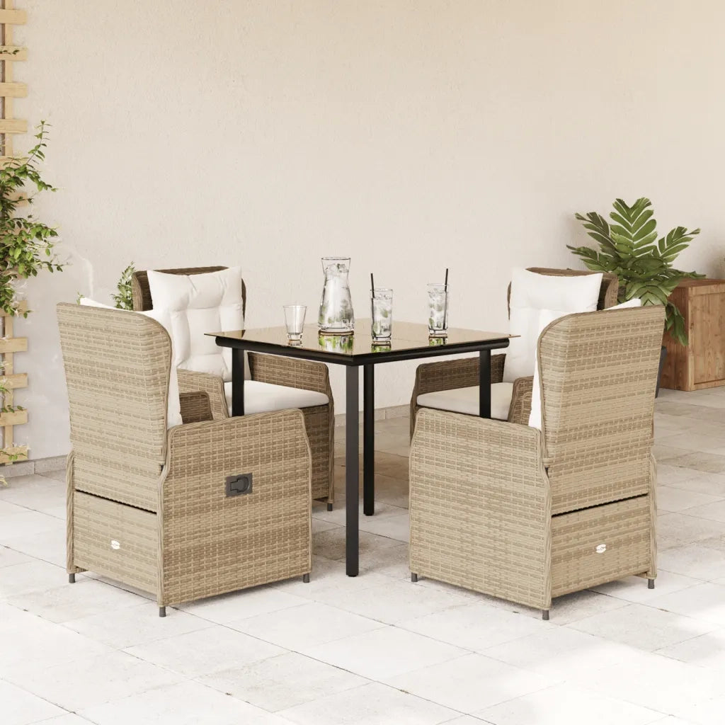 Set da Pranzo da Giardino 5 pz con Cuscini Beige in Polyrattan 3262890