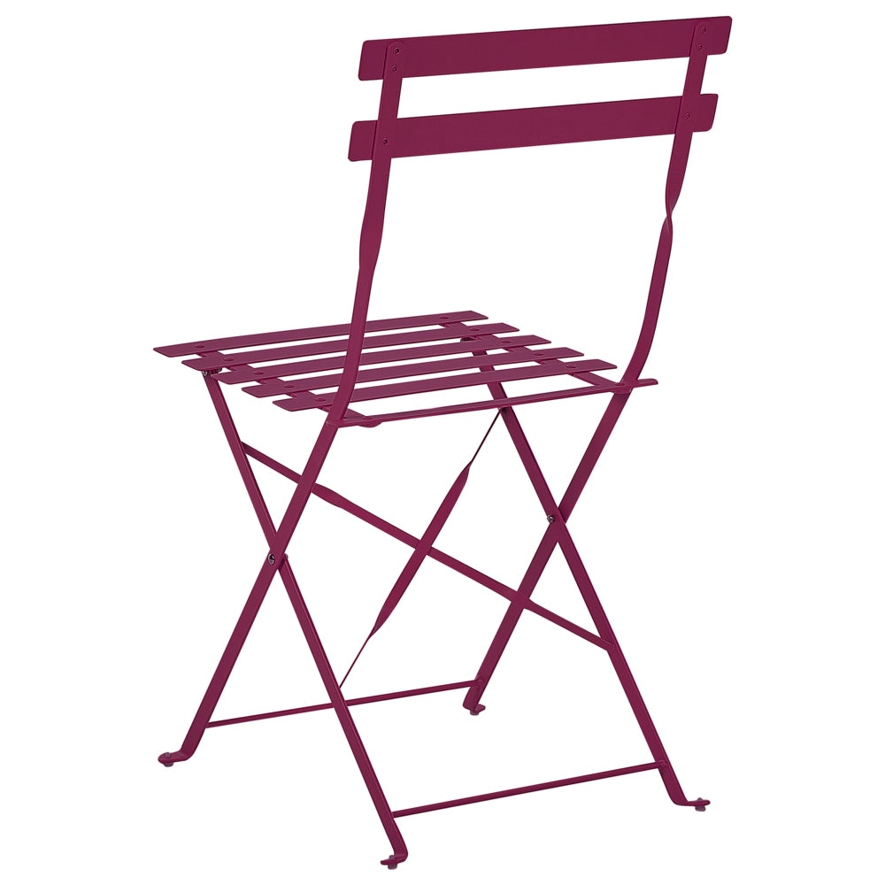 Set da Esterno 3 pezzi Tavolino e 2 Sedile Pieghevoli in Metallo Bordeaux