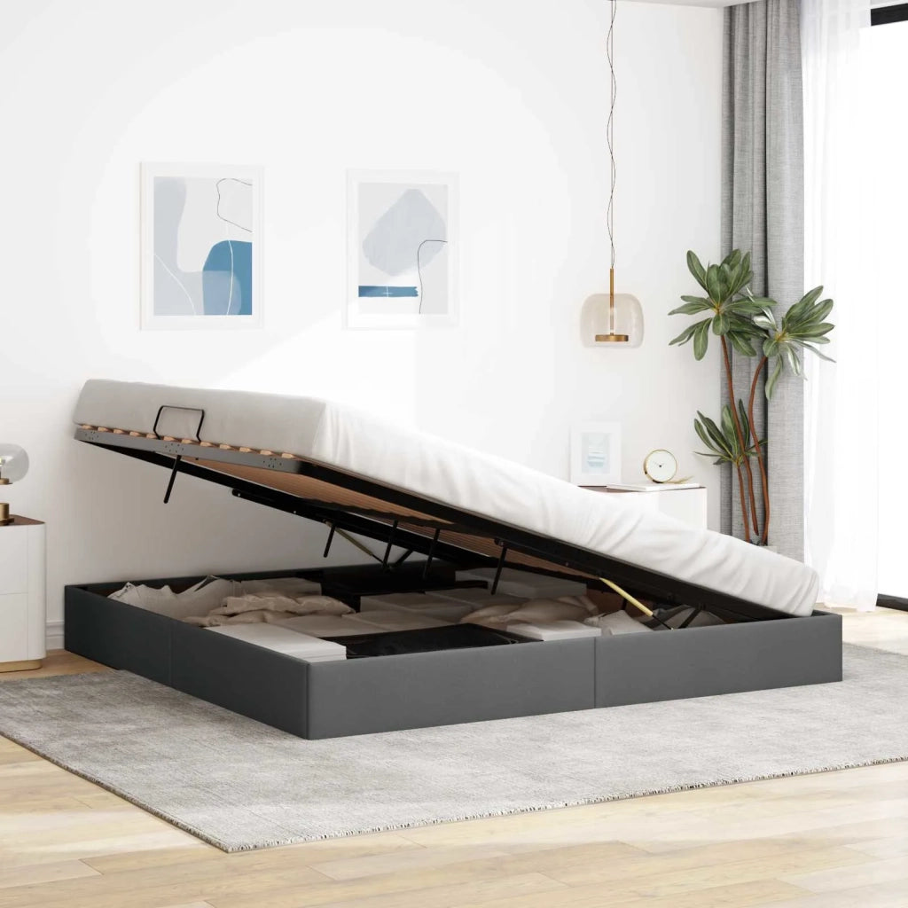 Letto ottomano Grigio scuro 200 x 200 cm Tessuto 3442845