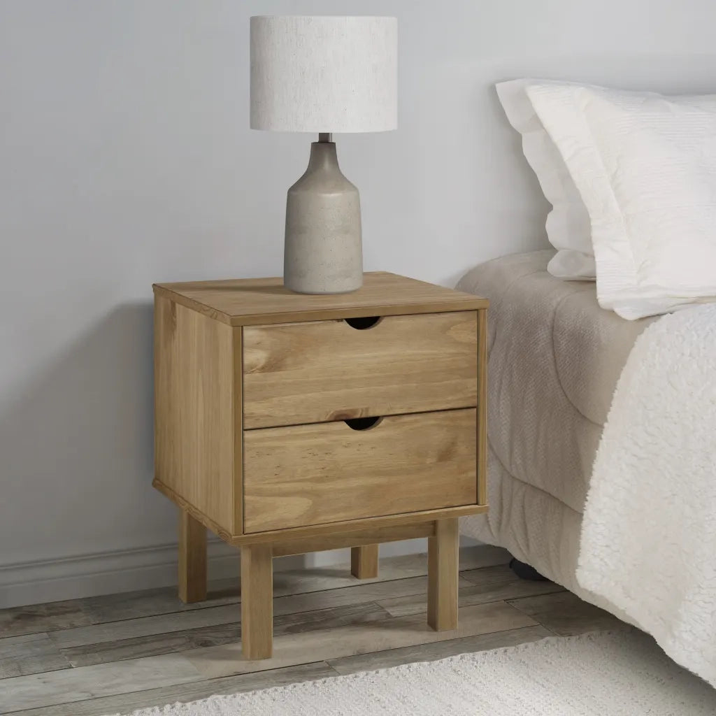 Comodino | Armadio da Notte | Mobiletto da notte OTTA 45x39x57 cm in Legno Massello di Pino