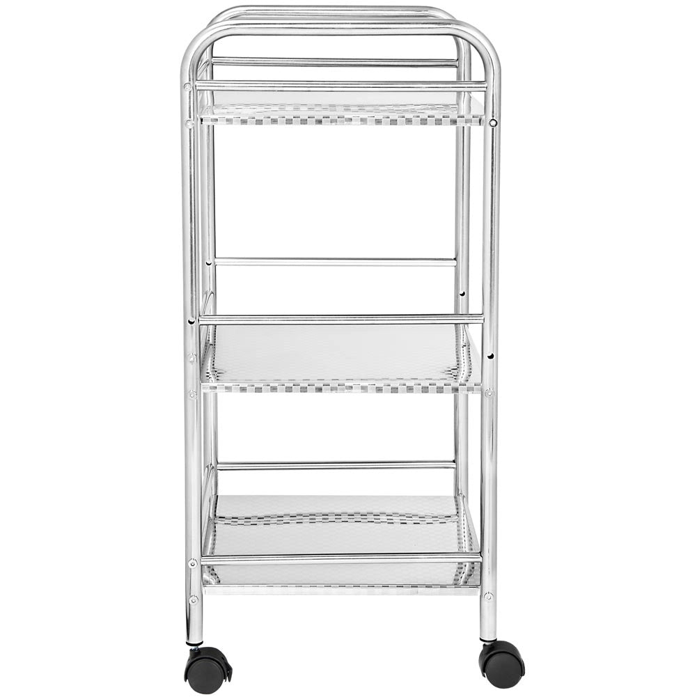 Carrello Estetista 3 Ripiani Acciaio Cromato 4 Ruote Arredo Bagno Salvaspazio