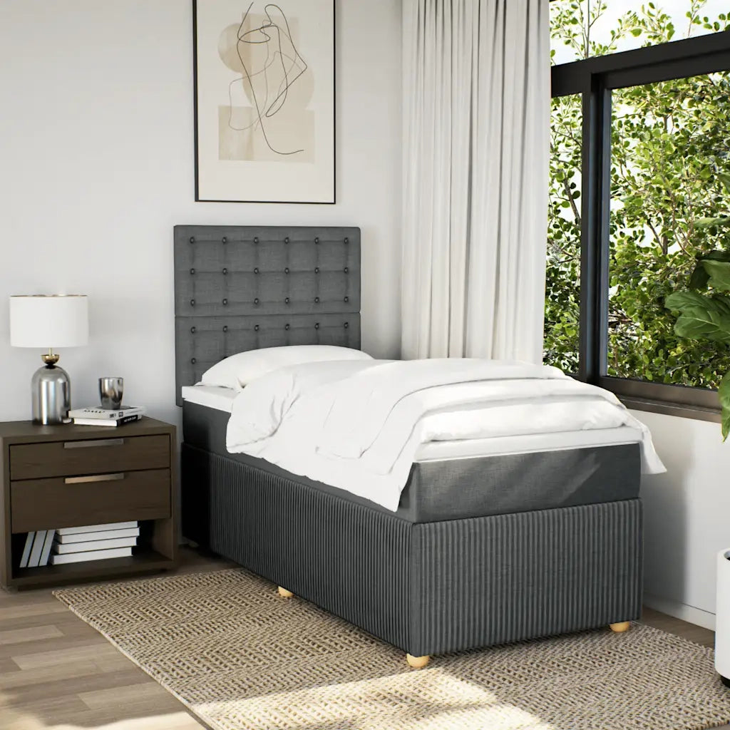 Giroletto a Molle con Materasso Grigio Scuro 80x200 cm Tessuto