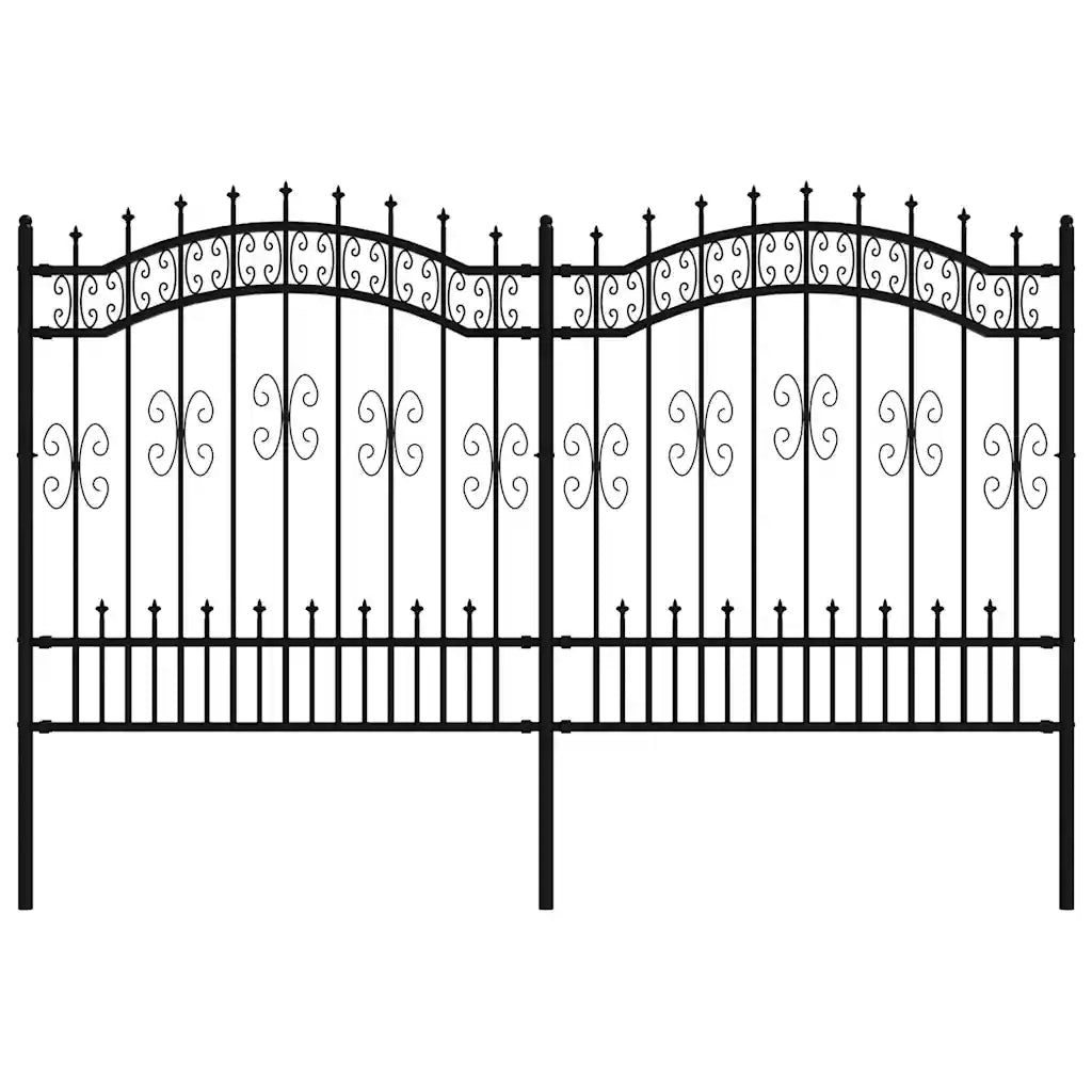 Recinzione da Giardino Kampen con Punta a Lancia Nera 240x125 cm in Acciaio 151086
