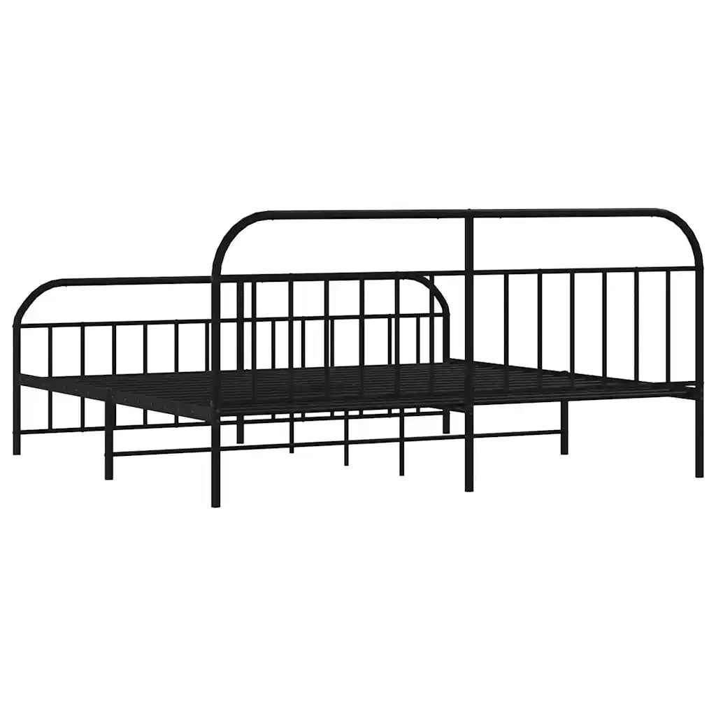 Giroletto con Testiera e Pediera Metallo Nero 193x203 cm 353659
