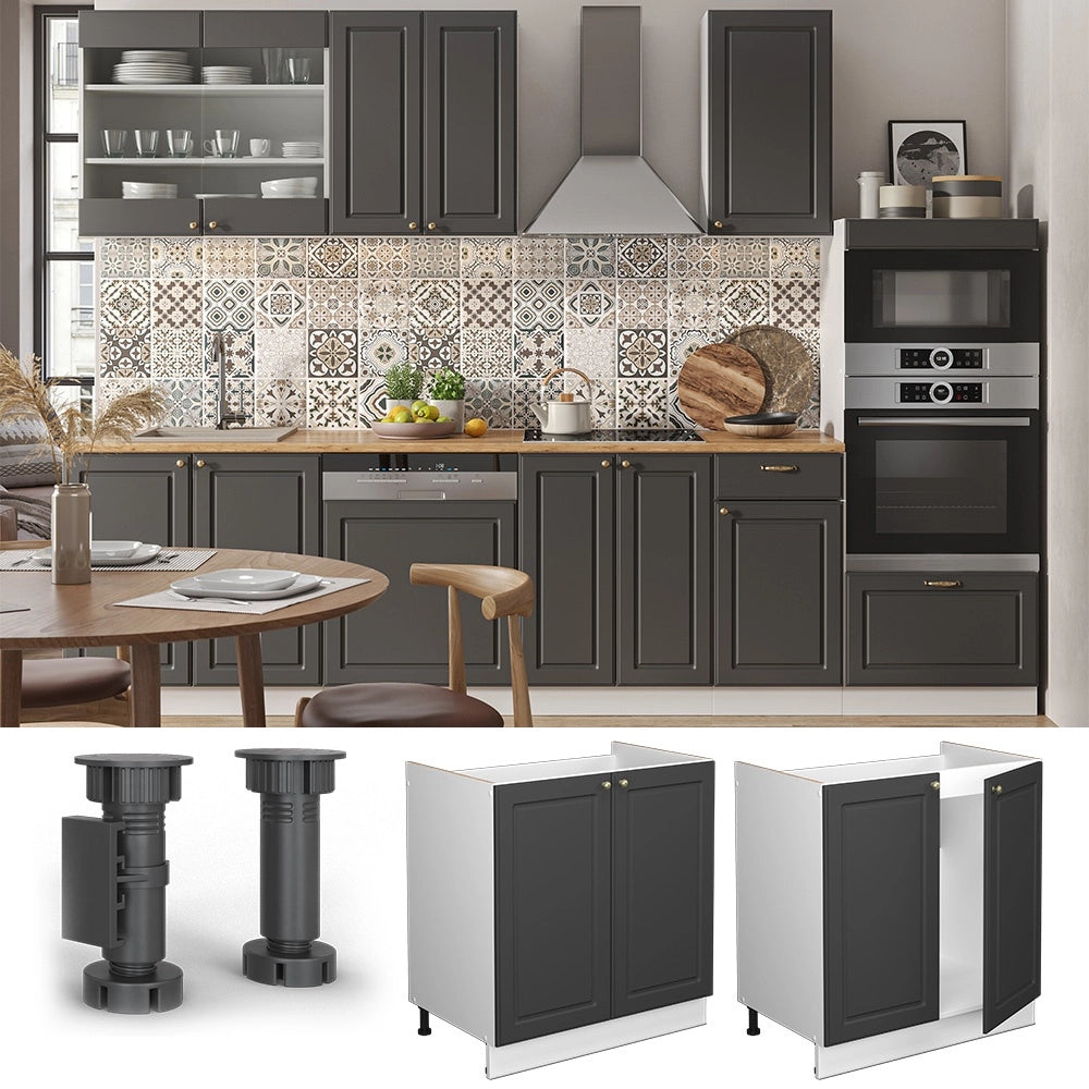Mobile lavello cucina Fame-Line Antracite-oro/Bianco 80 cm senza piano di lavoro Vicco
