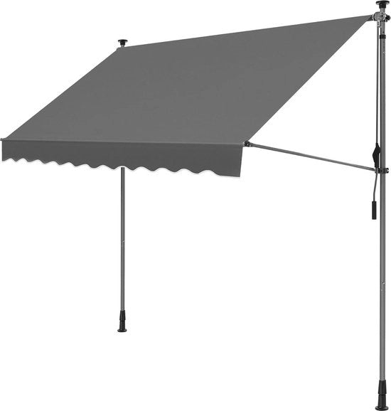 Zonnescherm per esterno senza martellate - Klemluifel 300 x 130 cm - Luifel per balcone e terrazza regolabile - Zonwering per balcone, terrazza e giardino - Antracite - GSA313G02 Zonnescherm per esterno senza martellate
