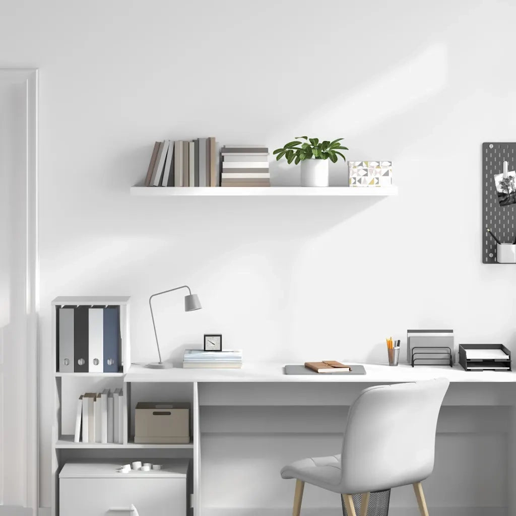 Scaffale a Parete Bianco Lucido 120x23,5x3,8 cm in MDF cod mxl 33651