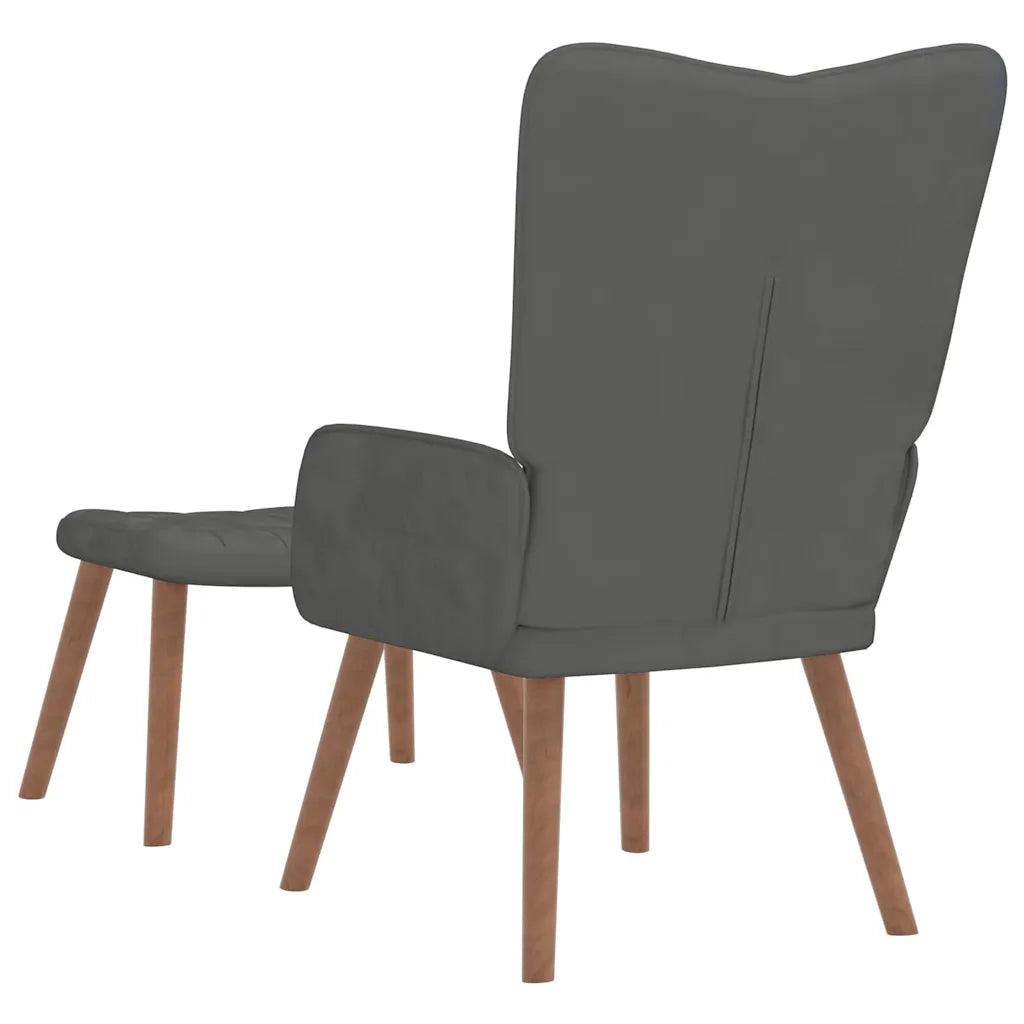 Divano Sedia-Poltrona Relax con Poggiapiedi Grigio Scuro in Velluto 313138