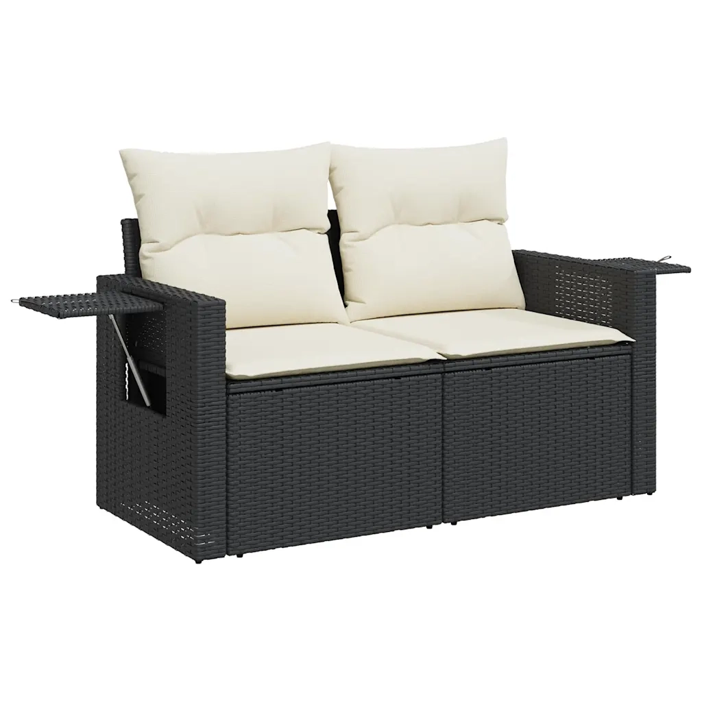 Set Divano da Giardino 6 pz con Cuscini Nero in Polyrattan 3267906