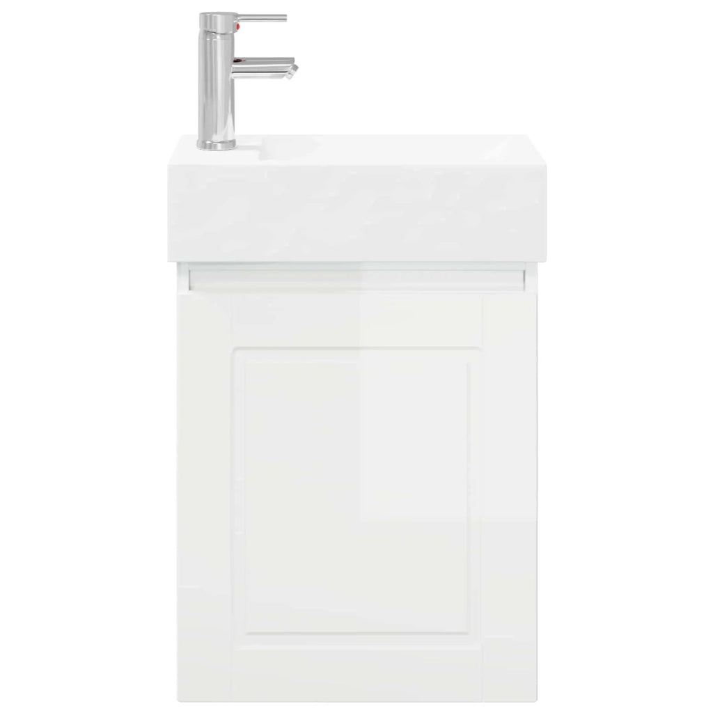 Mobile bagno con rubinetto Bianco Lucido 45,5 x 22,5 x 84 cm 889505
