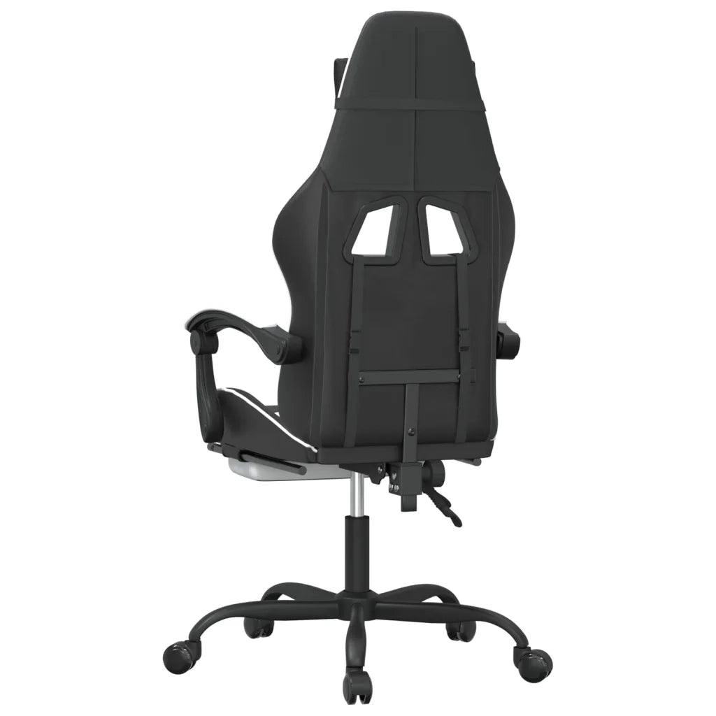 Sedia da Gaming | Sedia da e-sports con Poggiapiedi Nero e Bianco in Similpelle