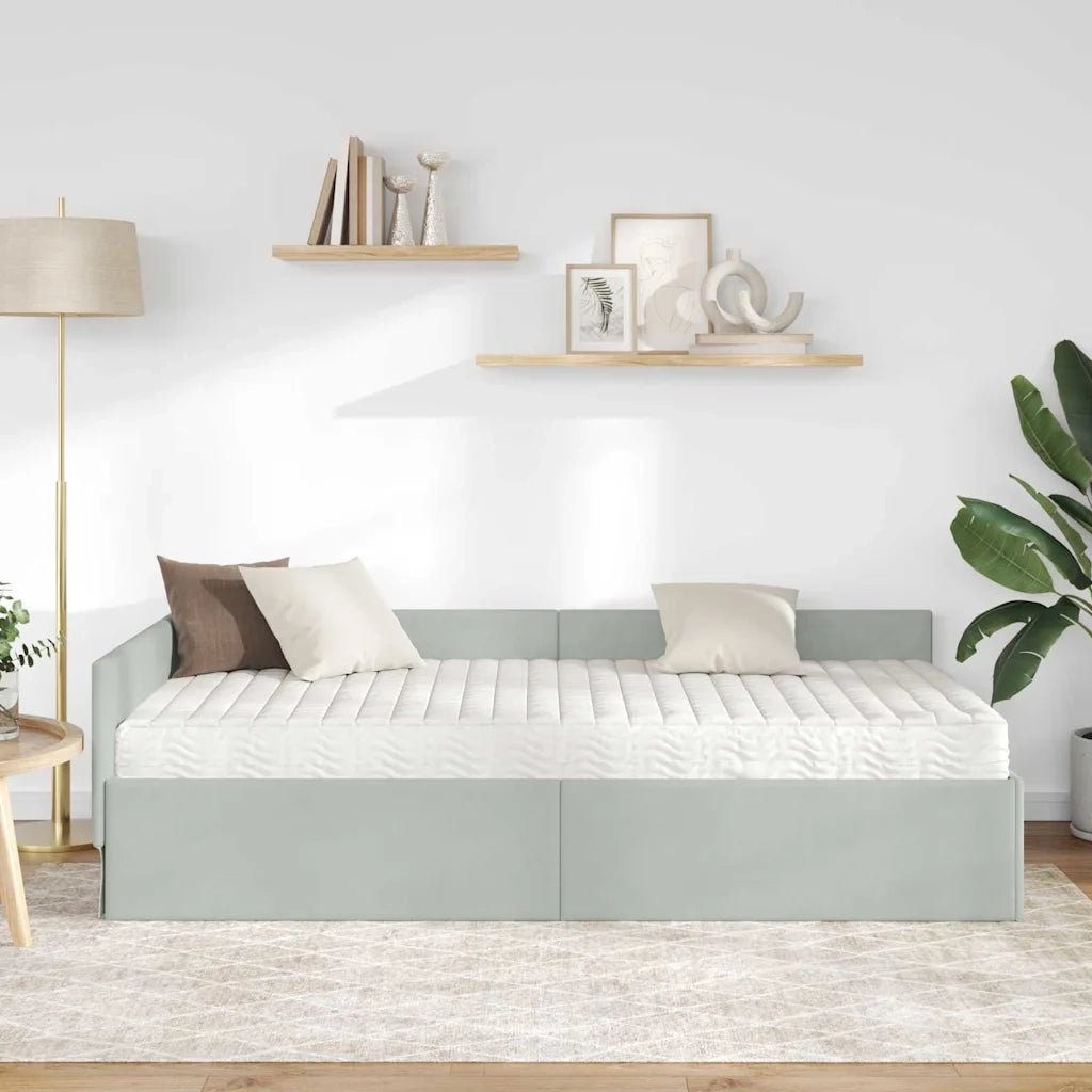 Struttura Letto Angolare con Materasso 2 pcs Grigio chiaro 3393634
