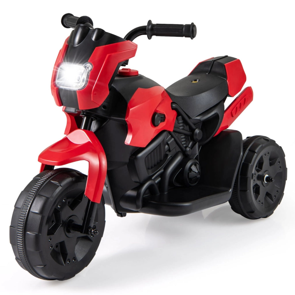Moto per bambini a 3 ruote 6v con fari led ha pedale a piedi, Moto per bambini ¨¨ un veicolo elettrico da 37 a 72 mesi Rosso-Moto elettriche