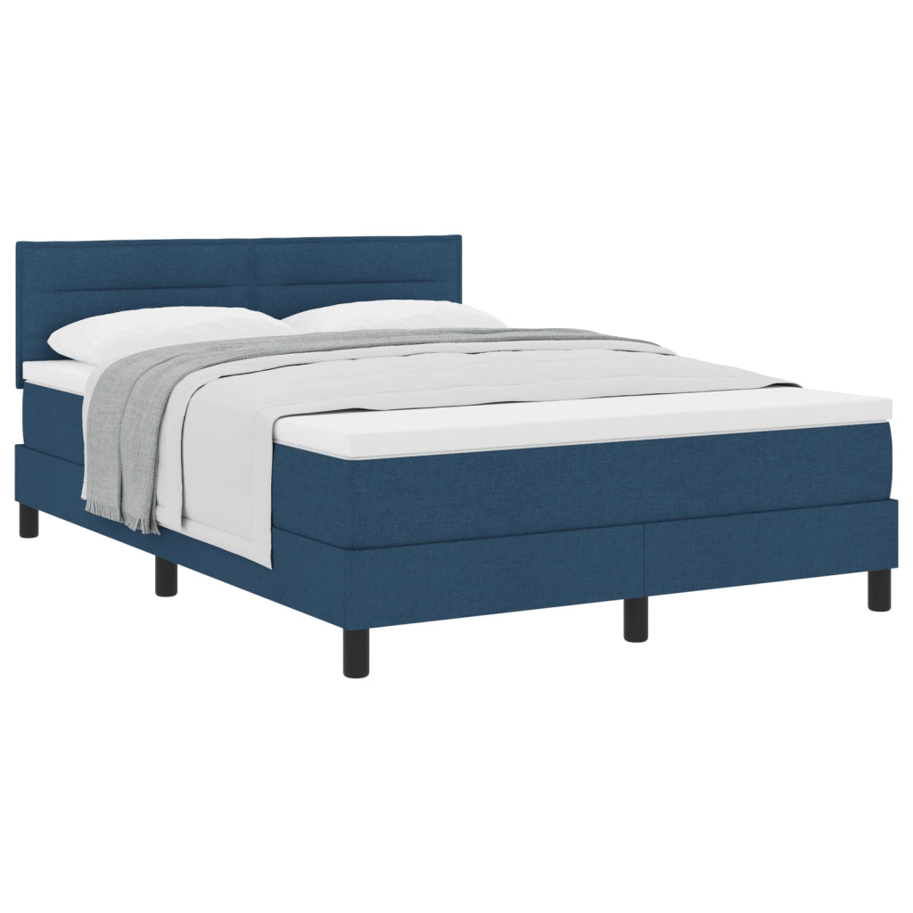 Letto Box Spring con Materasso Blu 140x190 cm Tessuto