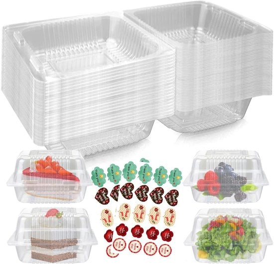 Decine di torte 50 pezzi - Scatola 5.5 pollici - Decorazione per torte - Sicuro per alimenti - Riciclabile - Design trasparente - Scatole per alimenti