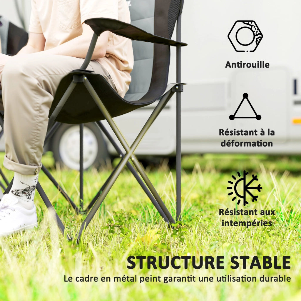 Set 2 Sedie Pieghevoli Imbottite ¨C Xylo ¨C Schienale Alto con Portabicchiere, Grigio Scuro
