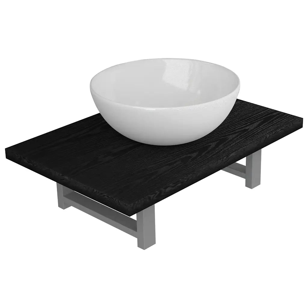 Set Mobili da Bagno | Armadio da bagno 2 pz Ceramica Nero