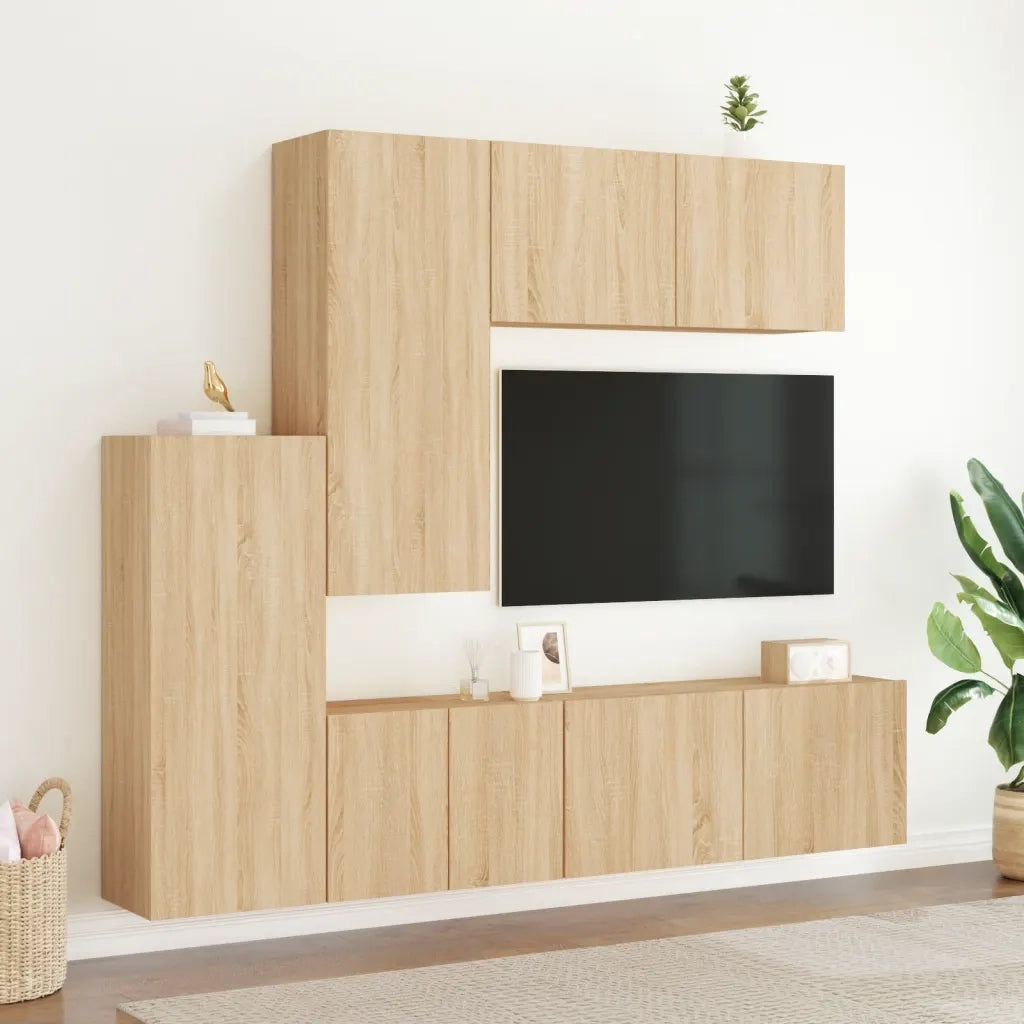 Mobili TV a Muro 5pz Rovere Sonoma in Legno Multistrato 3216491
