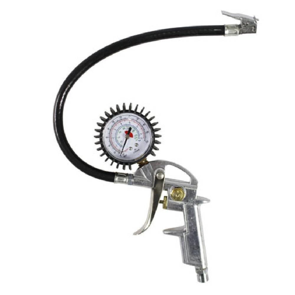 Trade Shop - Pistola Di Gonfiaggio Con Manometro Per Compressori Per Auto Moto Bici -