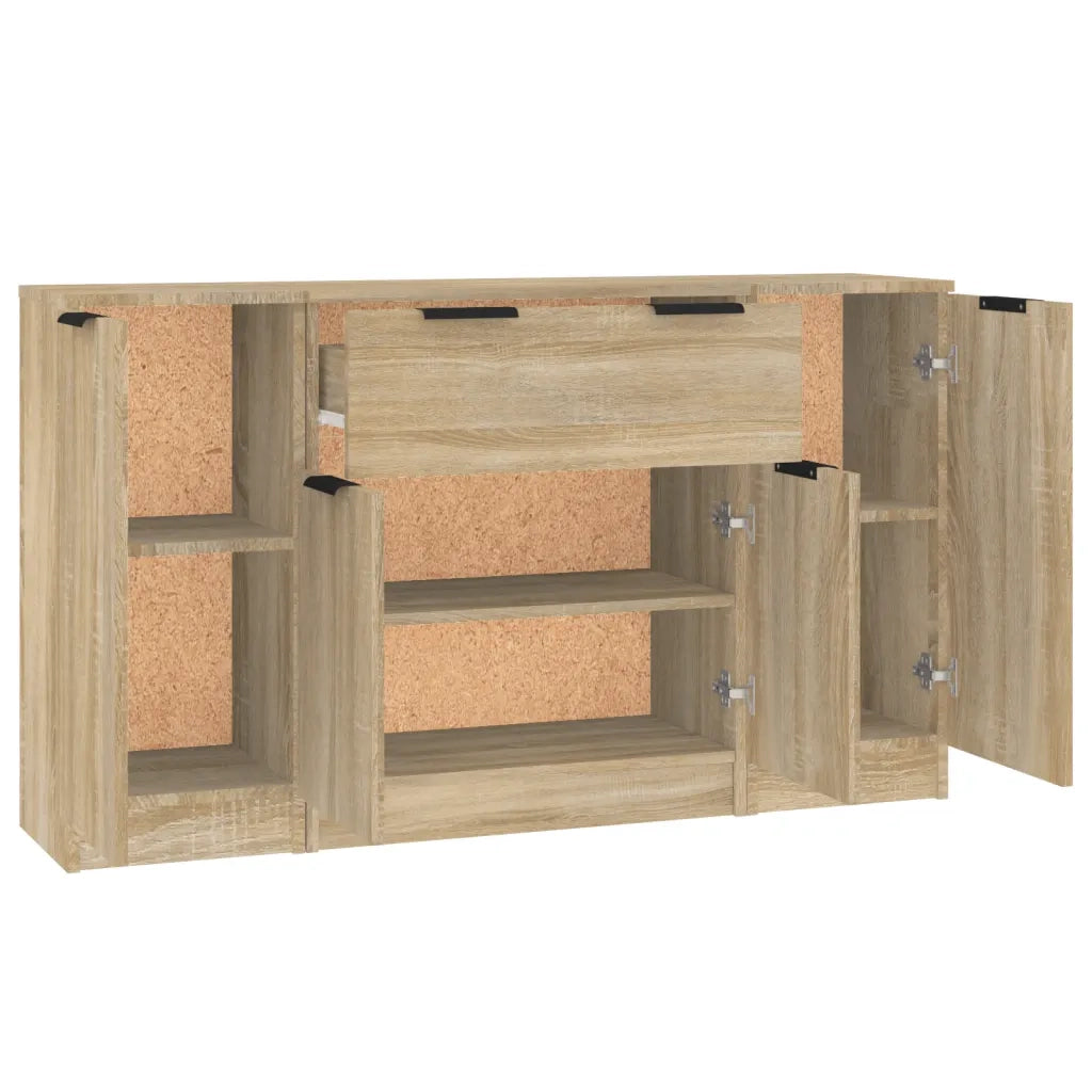Credenze 3 pz | Madia | Buffet da pranzo | Armadio da pranzo Rovere Sonoma in Legno Multistrato