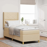Letto a molle con strisce LED Crema 80 x 200 cm Tessuto 3343726