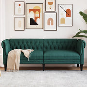 Divano Chesterfield a 3 Posti Verde Scuro in Tessuto 372560