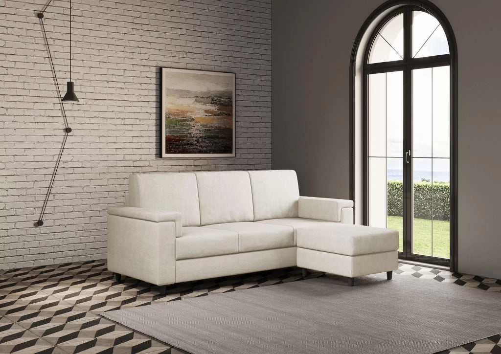 Divano marrak 3 posti (tre sedute da 60cm) + pouf misure esterne l.208 p.155 | latte - Mobili 2G