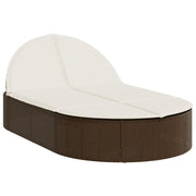 Lettino Prendisole | Sdraio da giardino | Lettino da sole con Cuscini Marrone in Polyrattan