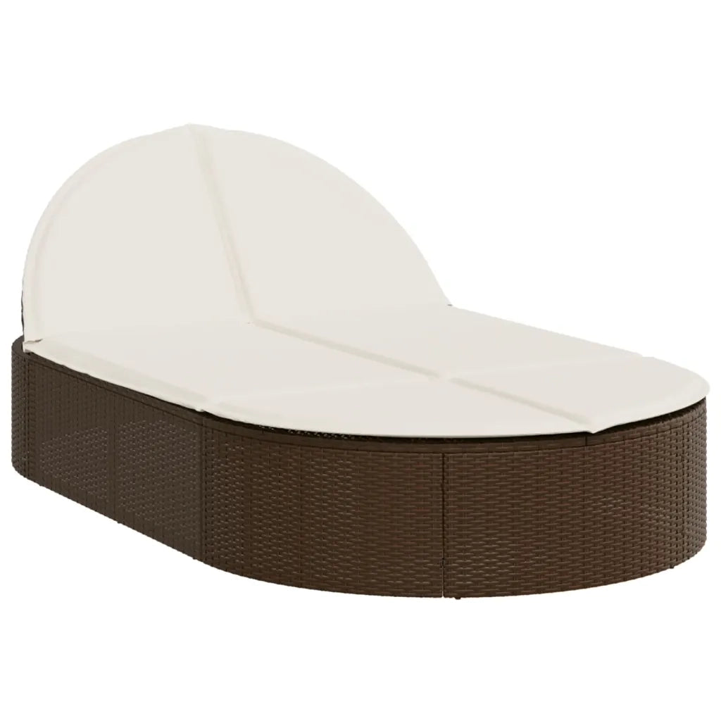 Lettino Prendisole | Sdraio da giardino | Lettino da sole con Cuscini Marrone in Polyrattan