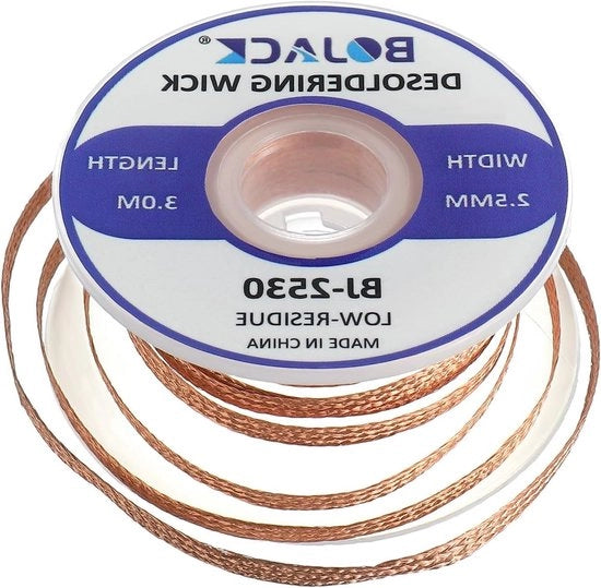 Filamento di Desoldatura 2,5 mm x 3 m - Ottima Scheda di Desoldatura per Elettronica, Riparazioni e Solderatura