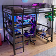 Letto a soppalco - Xylo - 90x200 cm scrivania USB LED nero