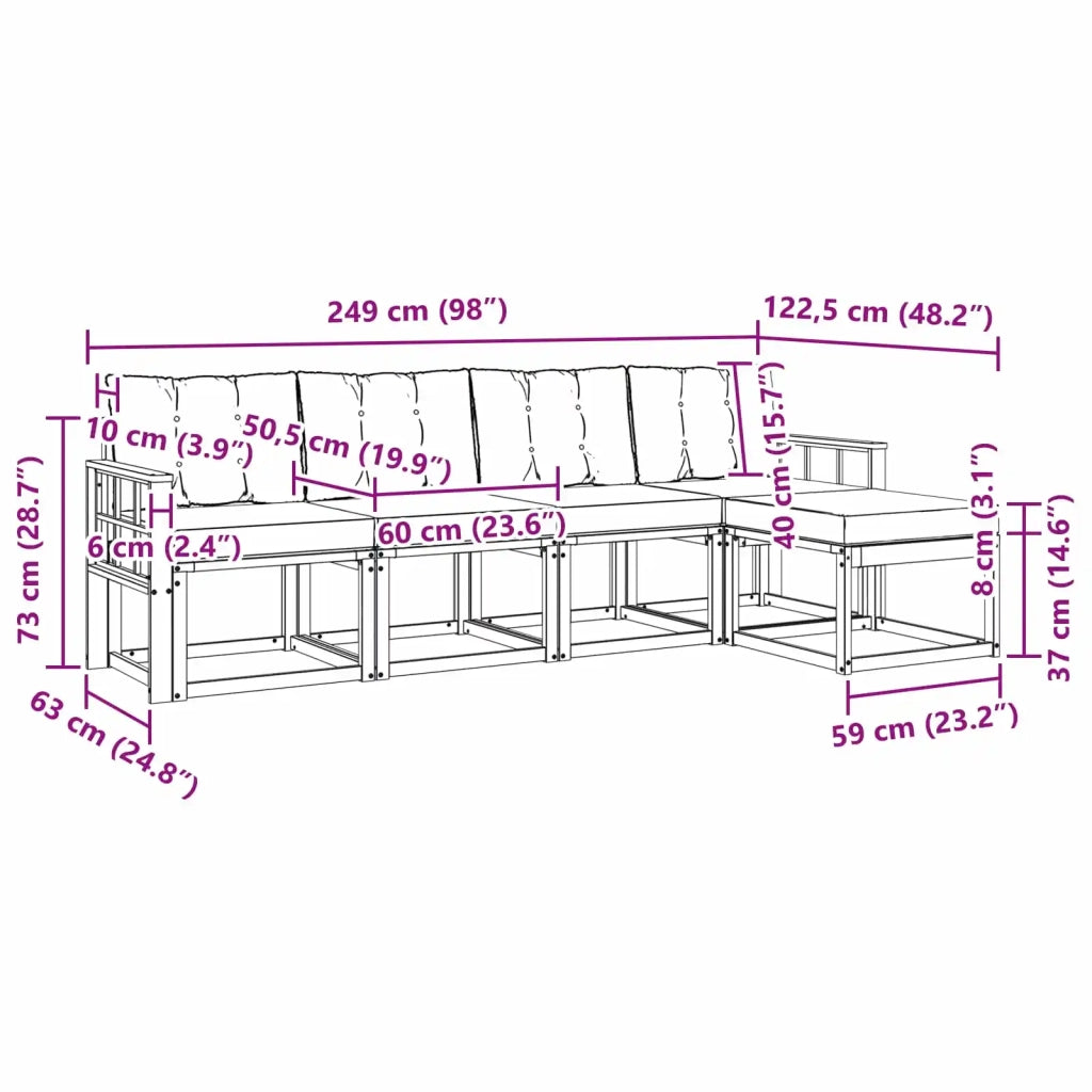 Set di divani da esterno 5 pcs Bianco e Grigio Chiaro