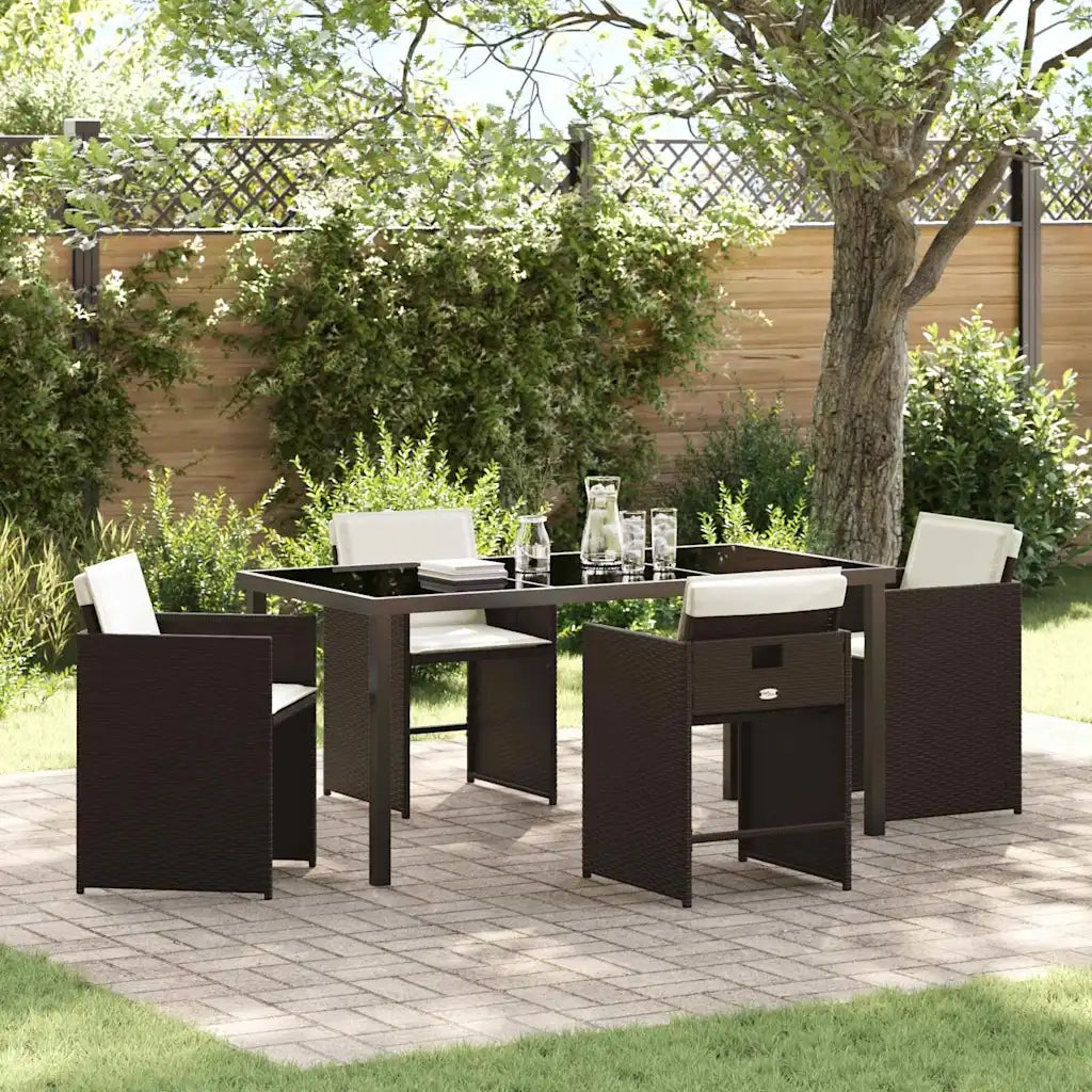 Set da Pranzo per Giardino 5 pcs Marrone polyrattan 3380699