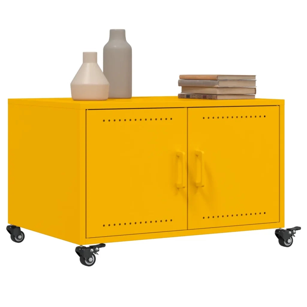 Tavolino Giallo Senape 68x50x43,5 cm Acciaio Laminato a Freddo 846689